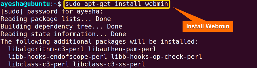 Webmin install command in Ubuntu