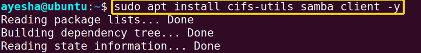 Install cifs and utils package in Ubuntu