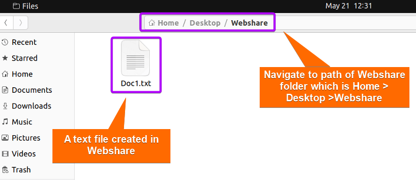 File created in Ubuntu