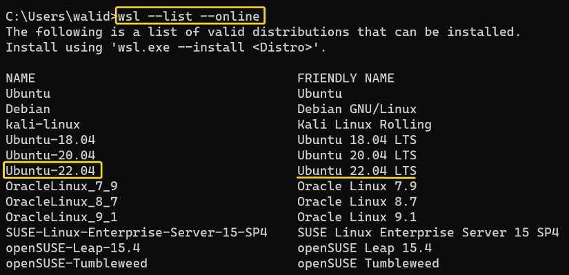 Listing available Linux distros
