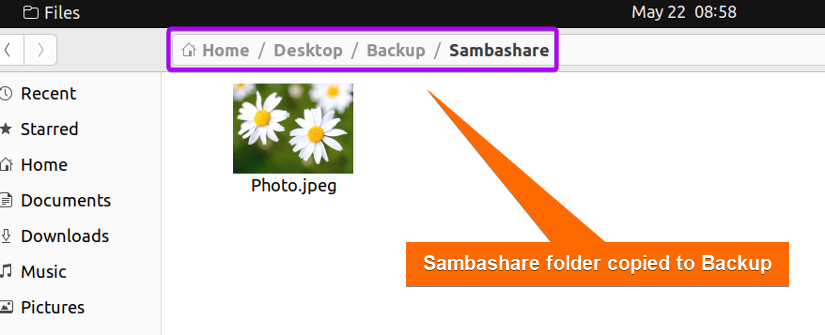 Backup of Samba fies in Ubuntu