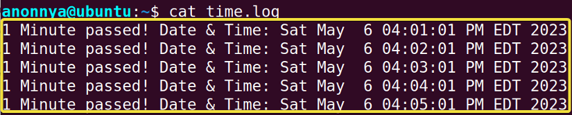 Output of the scheduled command.