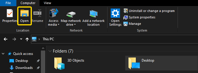 Clicking on folder icon to open file explorer