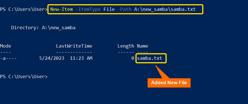 Creating new files in a mounted Samba drive using PowerShell