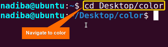 Navigating to directory named 'color'