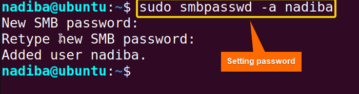 Adding user by setting & confirming password