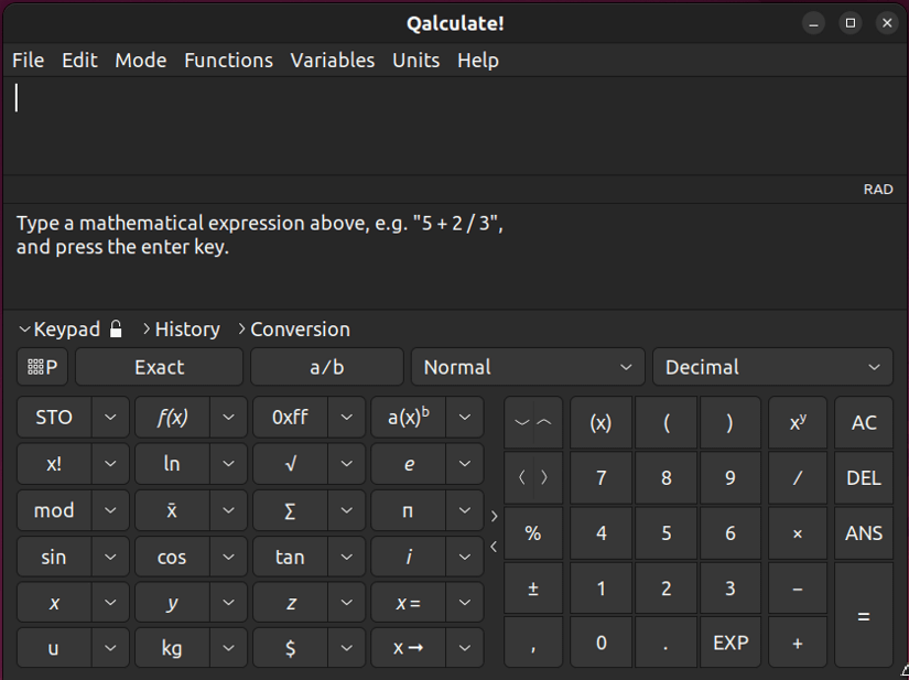 Qalculate app for calculation