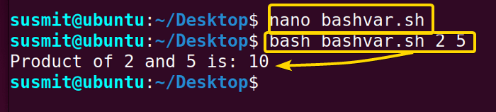 The bash script has created a bash variable and print it on the terminal.