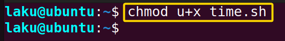 Changing file permission to print time in Bash