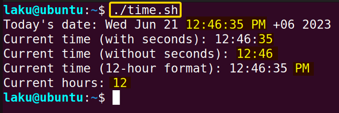 How to print time in Bash in different format 