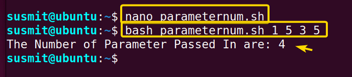 The bash script has counted the number of parameters passed to the script.