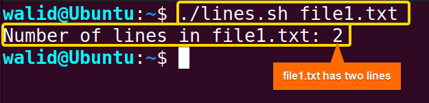 Executing lines.sh file