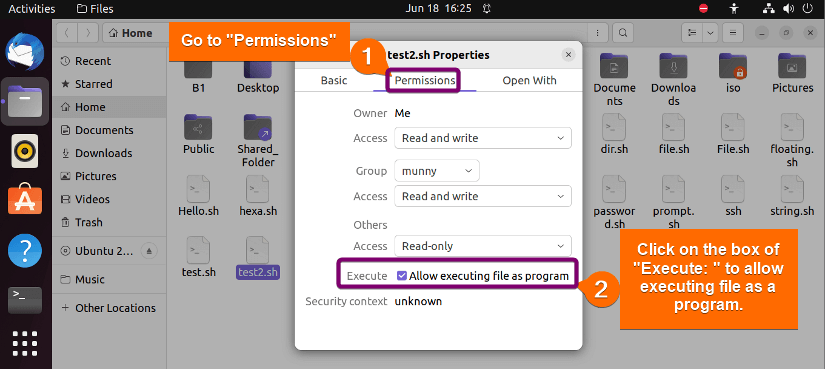 Select the execute permission