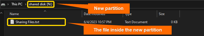 Opening new partition