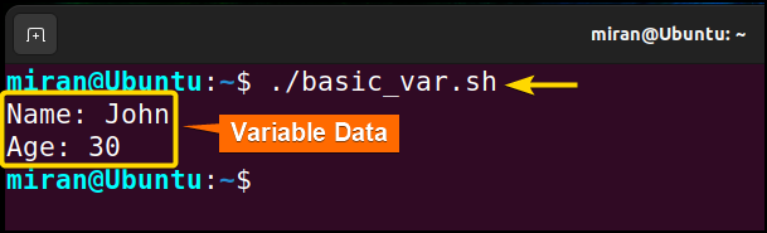 variable assignment in linux