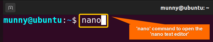 Open nano editor
