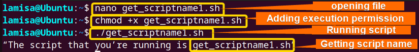 Getting script name using basename command