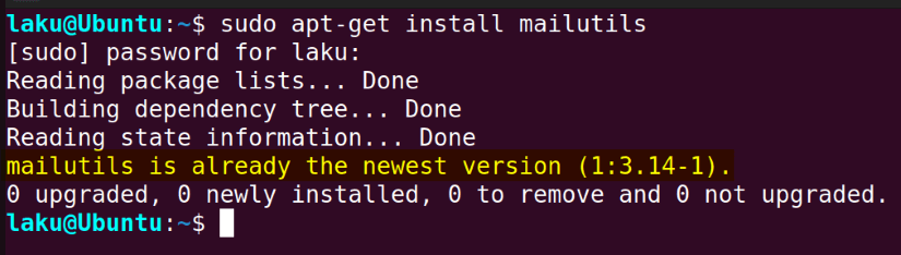 Check the installation of mailx