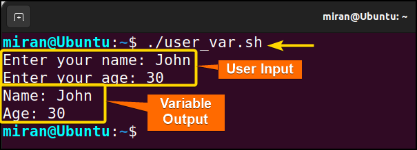 Input from User and Variable Assignment