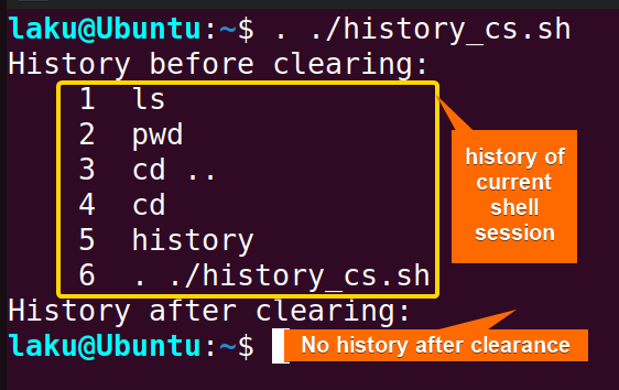 Clearing history using Bash script 