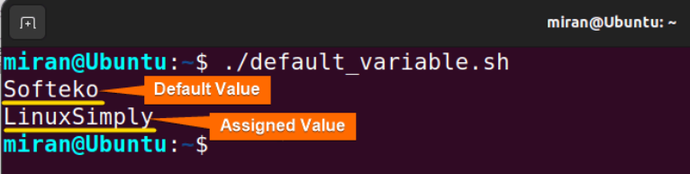 variable assignment in bash