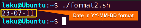 YY-MM-DD format of date