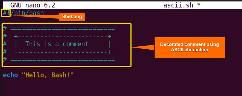 Decorating comments using ASCII symbols