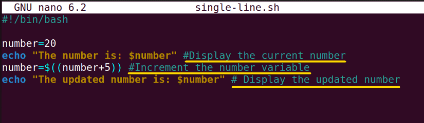 Inline comments in case of single-line comments