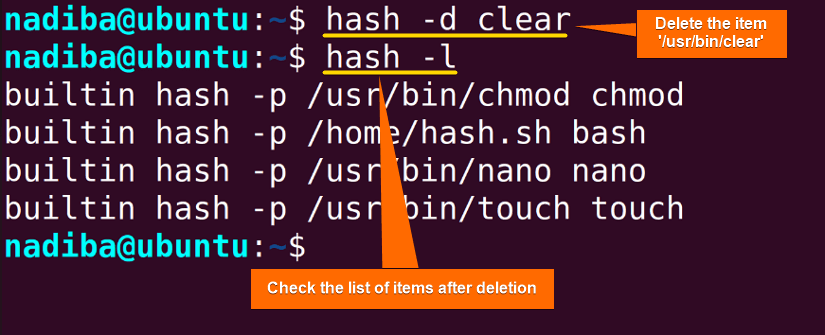 Deleting an item from hash table