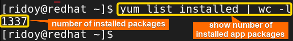 number of packages installed in your system