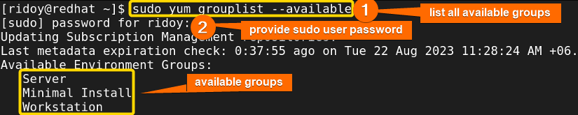 list all group packages in the remote repository