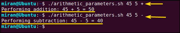 Performing Arithmetic Operation with Positional Parameters