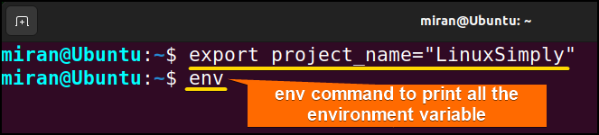 exporting bash variable