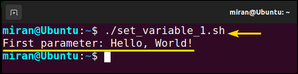 script output by using of set – $VARIABLE