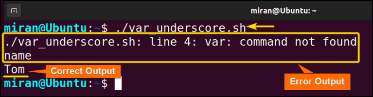 shell script variable assignment command output