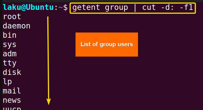 List of group users in Bash