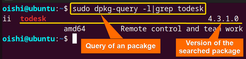 Query of an installed package with dpkg