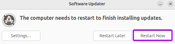 Finally, after all the installation of software updates, I've restarted my system to terminate installing updates.