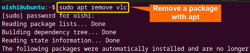 Remove vlc package with apt