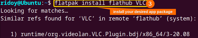 install app package using flatpak