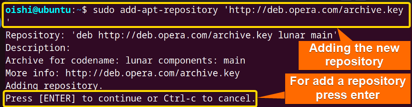 A new repository has been added with apt