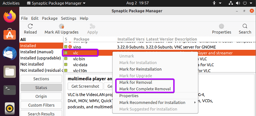 click mark for removal or mark for ccomplete removal to uninstall it