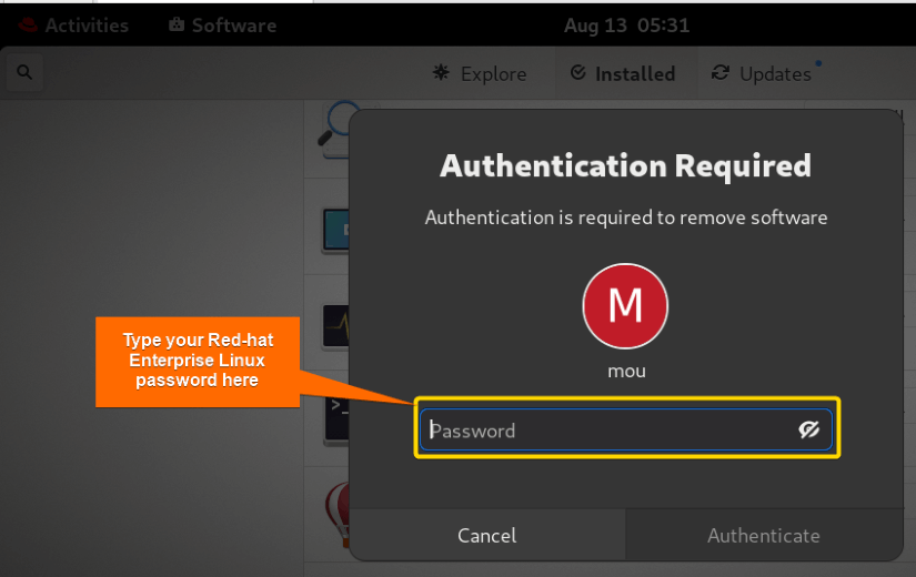 authentication needed to uninstall any packages 