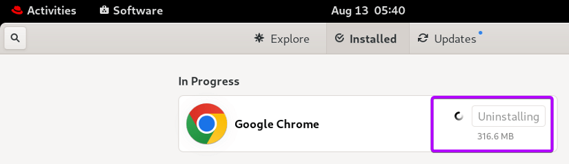 finally the google chrome is uninstalling