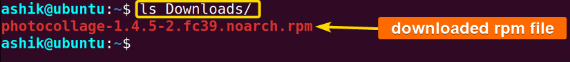 LS command shows content of download folder in Ubuntu.