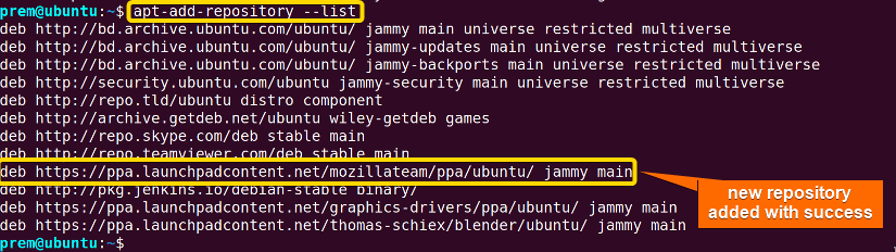 listing new repository after adding repository in ubuntu