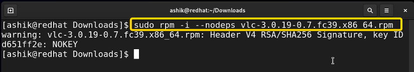 Installing VLC without dependencies in RedHat