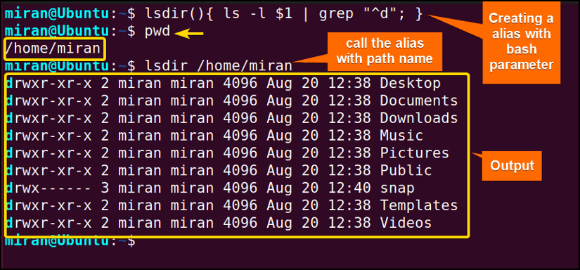 Creating Bash Alias with Parameters