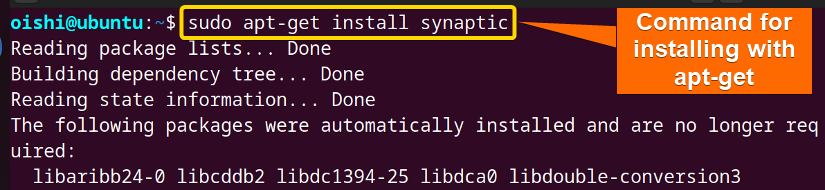 Install synaptic package with apt-get package manager