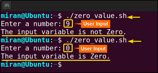 output image when variable value is zero
